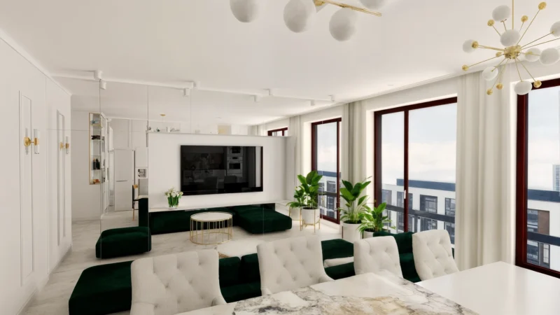 Odbicia luksusu – złoto, lustra, kamień